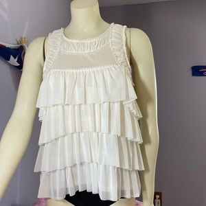 Express Cream Tiered Ruffle Top
